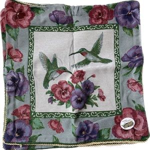 Set of 2 Hummingbird Pillows Cases NEW 18” Covers Vintage Cottage Tapestry